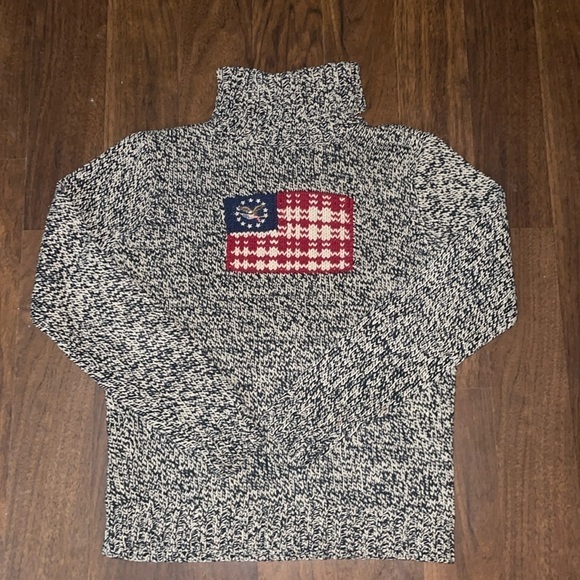 American Flag Polo Like Sweater - Woman’s Medium - Rare Top